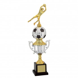 Troféu Futebol com Goleiro com bola 39cm